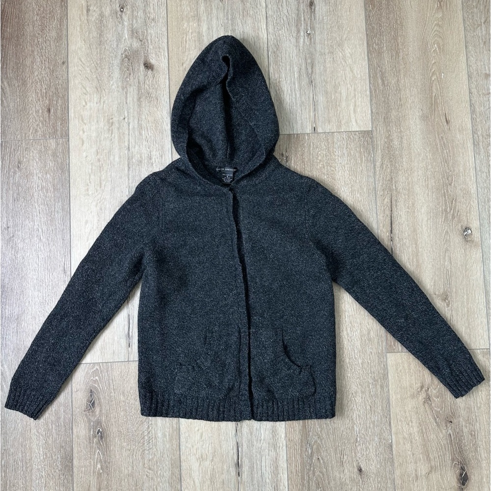 Sarah Spencer Lamb Wool Hoodie Grey with Snaps Size Small